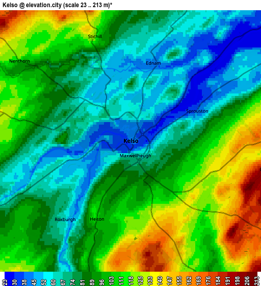 Zoom OUT 2x Kelso, United Kingdom elevation map