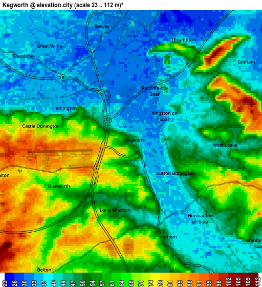 Zoom OUT 2x Kegworth, United Kingdom elevation map