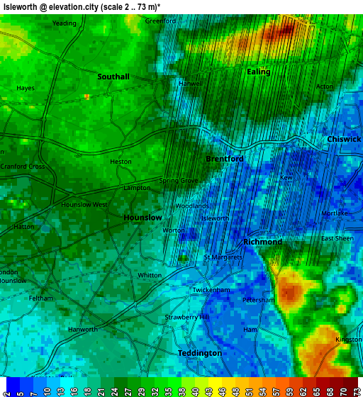 Zoom OUT 2x Isleworth, United Kingdom elevation map