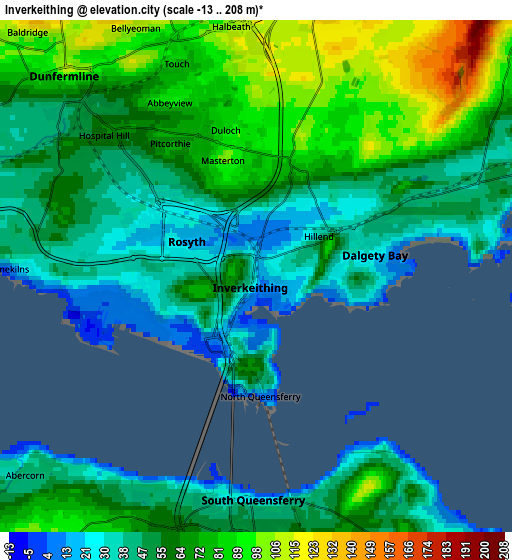 Zoom OUT 2x Inverkeithing, United Kingdom elevation map