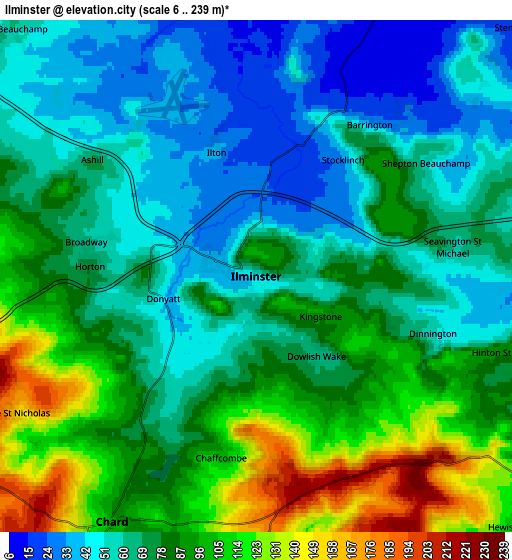 Zoom OUT 2x Ilminster, United Kingdom elevation map