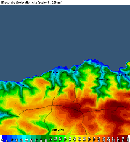 Zoom OUT 2x Ilfracombe, United Kingdom elevation map