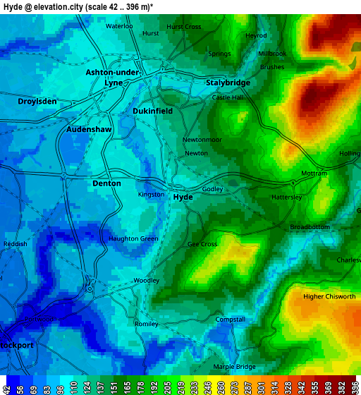 Zoom OUT 2x Hyde, United Kingdom elevation map