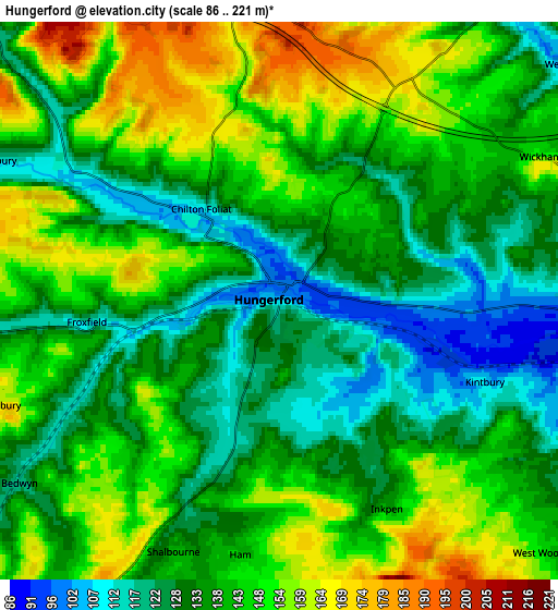 Zoom OUT 2x Hungerford, United Kingdom elevation map