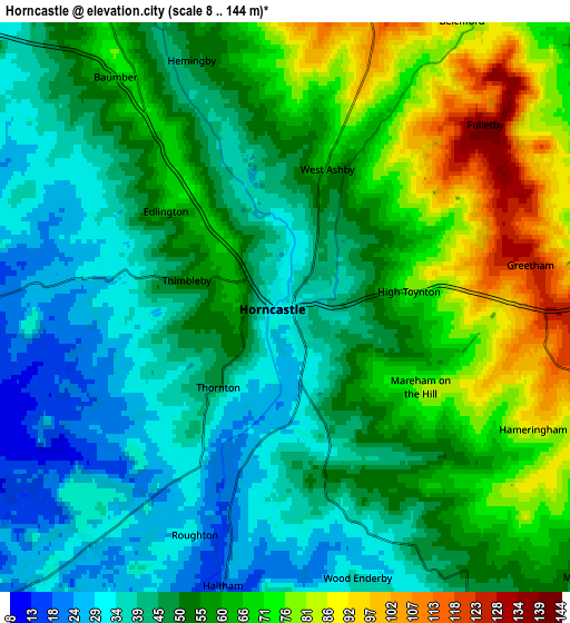 Zoom OUT 2x Horncastle, United Kingdom elevation map