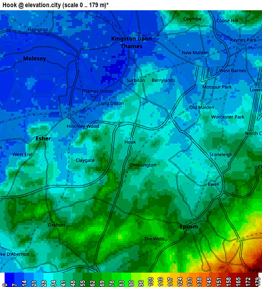 Zoom OUT 2x Hook, United Kingdom elevation map