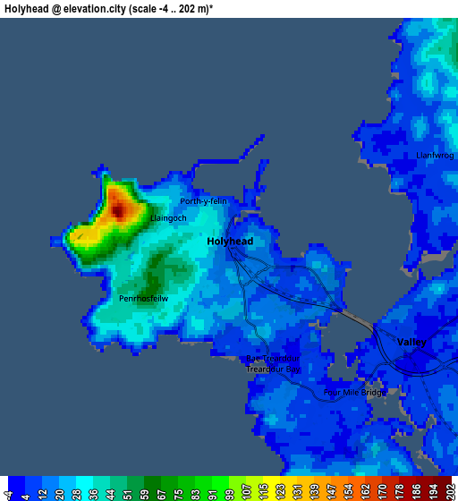 Zoom OUT 2x Holyhead, United Kingdom elevation map