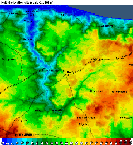 Zoom OUT 2x Holt, United Kingdom elevation map