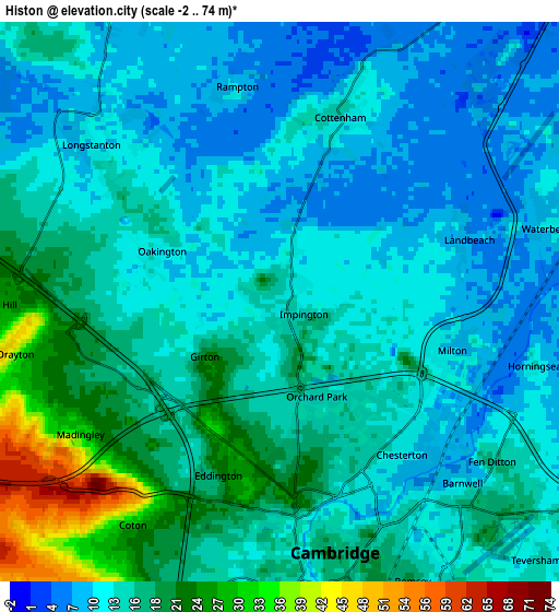 Zoom OUT 2x Histon, United Kingdom elevation map