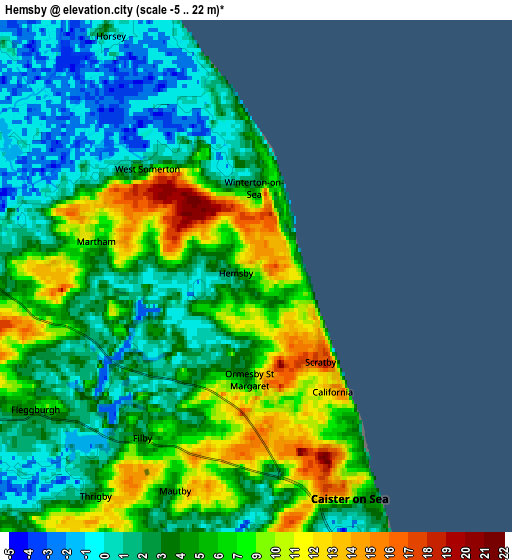 Zoom OUT 2x Hemsby, United Kingdom elevation map