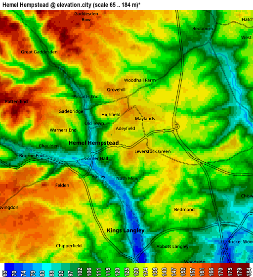 Zoom OUT 2x Hemel Hempstead, United Kingdom elevation map