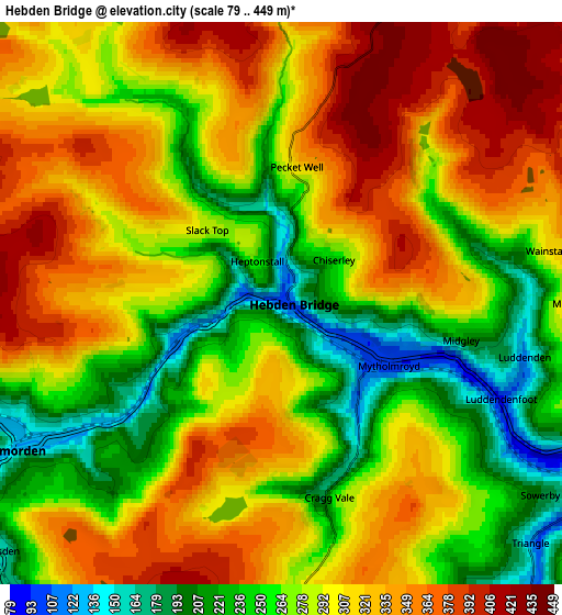 Zoom OUT 2x Hebden Bridge, United Kingdom elevation map