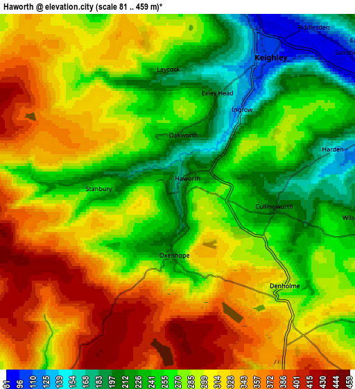 Zoom OUT 2x Haworth, United Kingdom elevation map