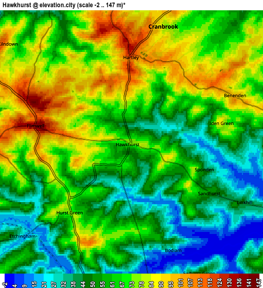 Zoom OUT 2x Hawkhurst, United Kingdom elevation map