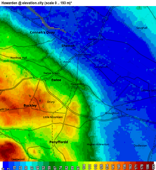 Zoom OUT 2x Hawarden, United Kingdom elevation map