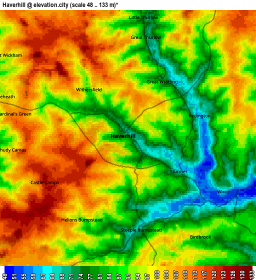 Zoom OUT 2x Haverhill, United Kingdom elevation map