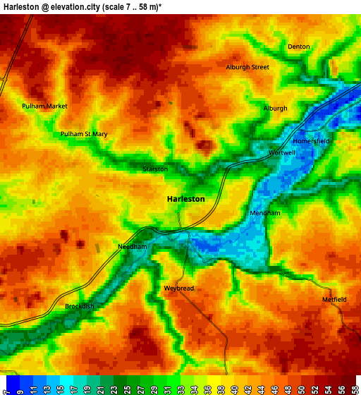 Zoom OUT 2x Harleston, United Kingdom elevation map