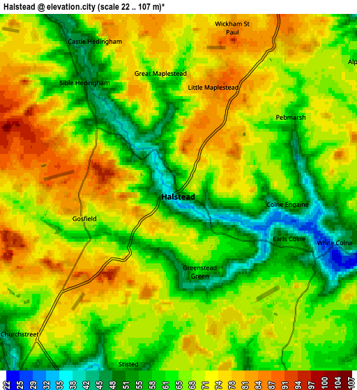 Zoom OUT 2x Halstead, United Kingdom elevation map