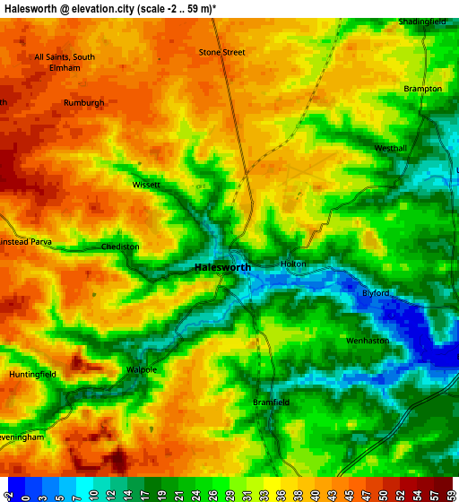 Zoom OUT 2x Halesworth, United Kingdom elevation map