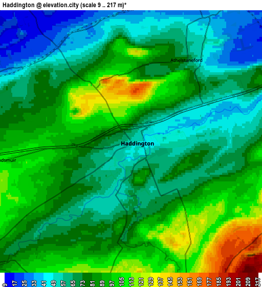 Zoom OUT 2x Haddington, United Kingdom elevation map