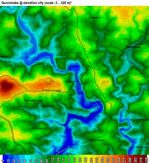 Zoom OUT 2x Gunnislake, United Kingdom elevation map