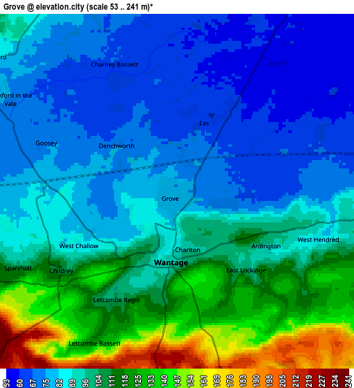 Zoom OUT 2x Grove, United Kingdom elevation map