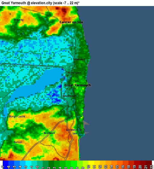 Zoom OUT 2x Great Yarmouth, United Kingdom elevation map