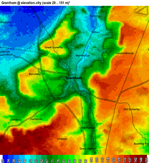 Zoom OUT 2x Grantham, United Kingdom elevation map