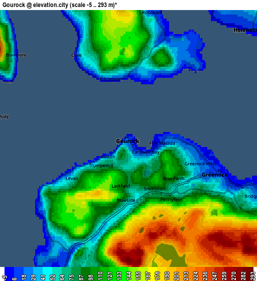 Zoom OUT 2x Gourock, United Kingdom elevation map