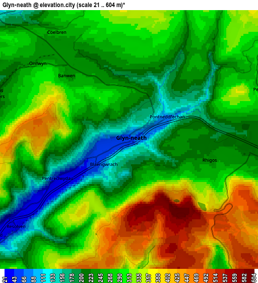 Zoom OUT 2x Glyn-neath, United Kingdom elevation map