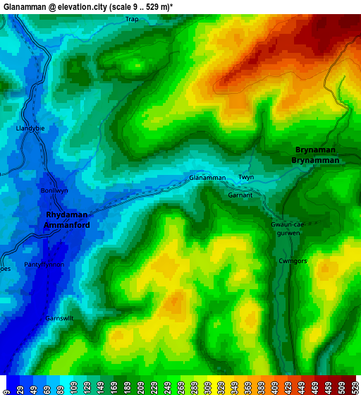 Zoom OUT 2x Glanamman, United Kingdom elevation map