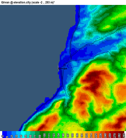 Zoom OUT 2x Girvan, United Kingdom elevation map