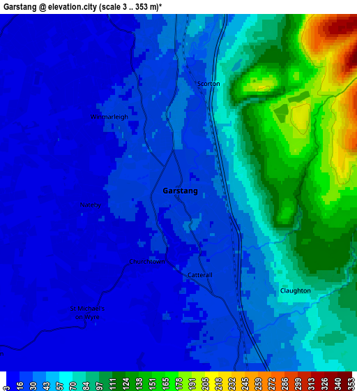 Zoom OUT 2x Garstang, United Kingdom elevation map