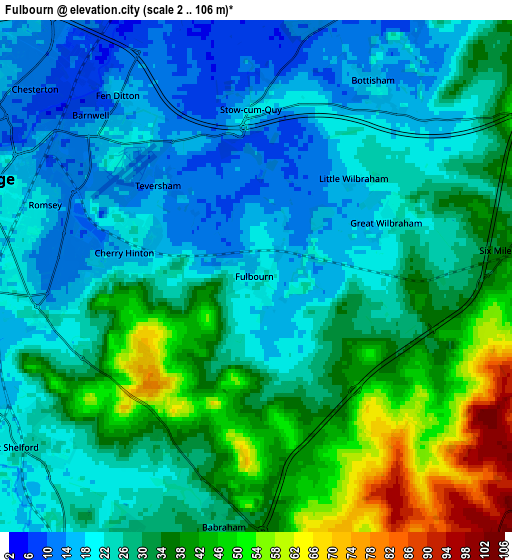 Zoom OUT 2x Fulbourn, United Kingdom elevation map