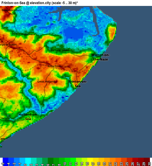 Zoom OUT 2x Frinton-on-Sea, United Kingdom elevation map