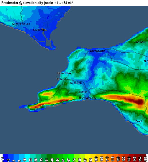 Zoom OUT 2x Freshwater, United Kingdom elevation map