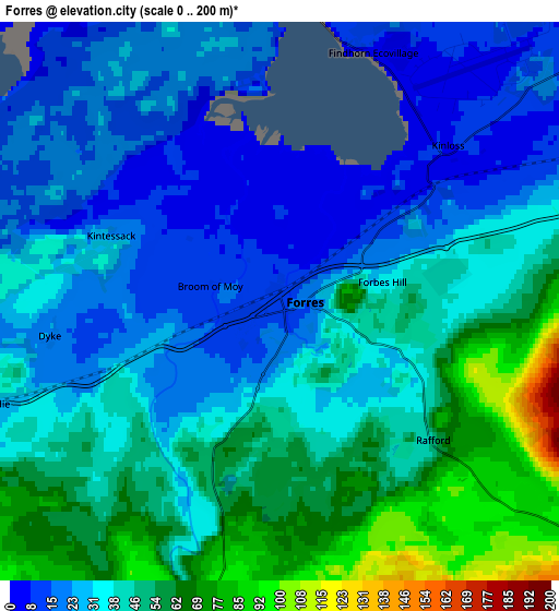Zoom OUT 2x Forres, United Kingdom elevation map