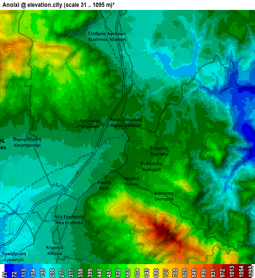 Zoom OUT 2x Anoixi, Greece elevation map