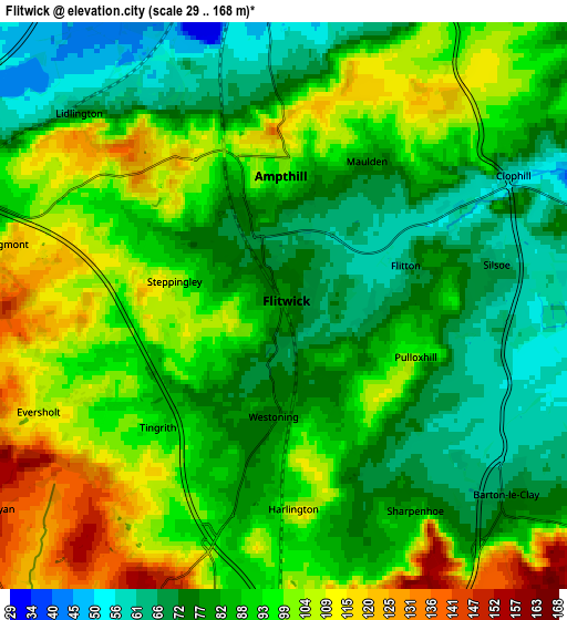 Zoom OUT 2x Flitwick, United Kingdom elevation map