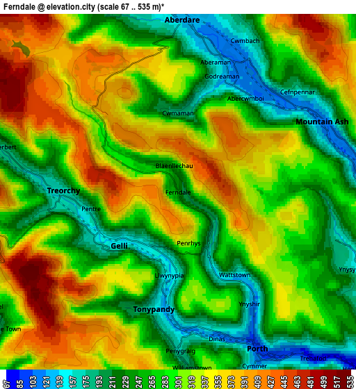 Zoom OUT 2x Ferndale, United Kingdom elevation map