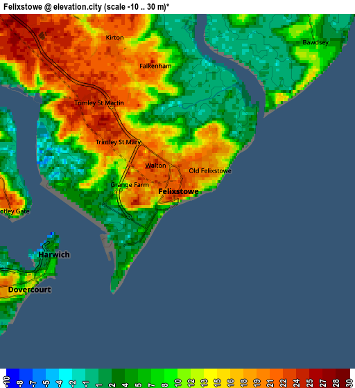 Zoom OUT 2x Felixstowe, United Kingdom elevation map