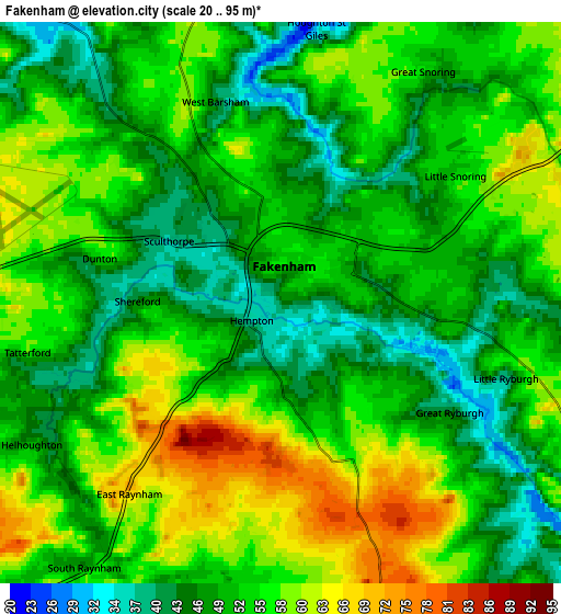 Zoom OUT 2x Fakenham, United Kingdom elevation map