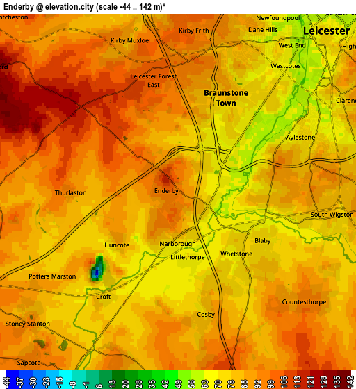 Zoom OUT 2x Enderby, United Kingdom elevation map