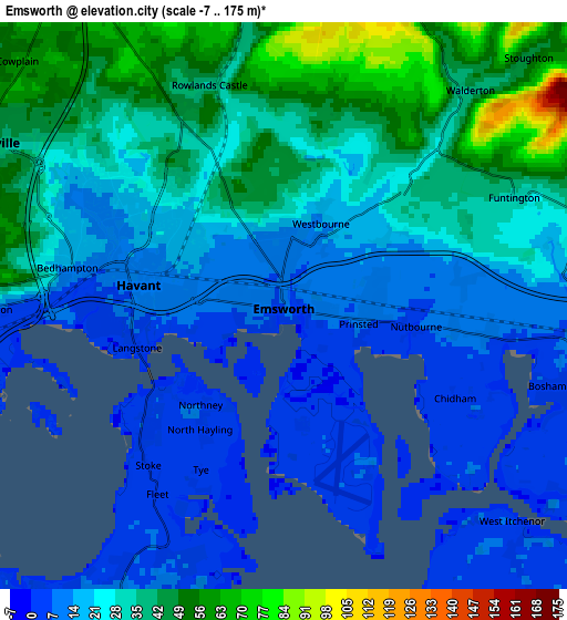 Zoom OUT 2x Emsworth, United Kingdom elevation map