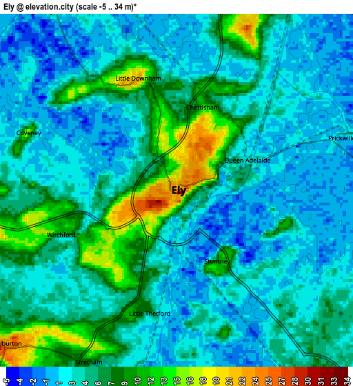 Zoom OUT 2x Ely, United Kingdom elevation map