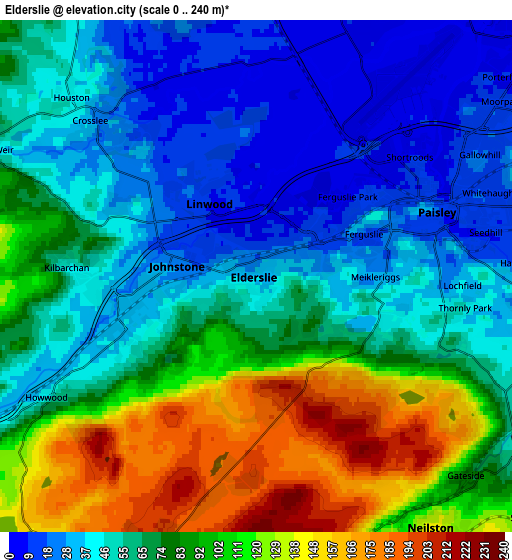 Zoom OUT 2x Elderslie, United Kingdom elevation map