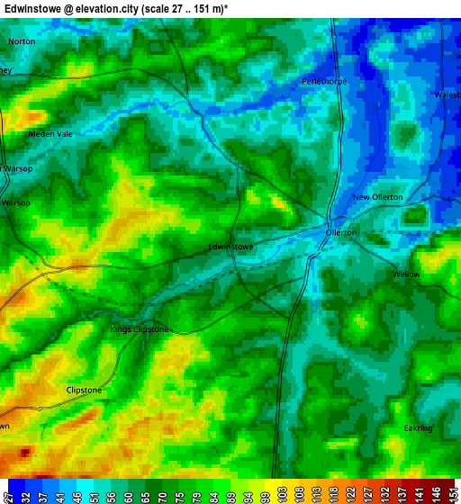 Zoom OUT 2x Edwinstowe, United Kingdom elevation map