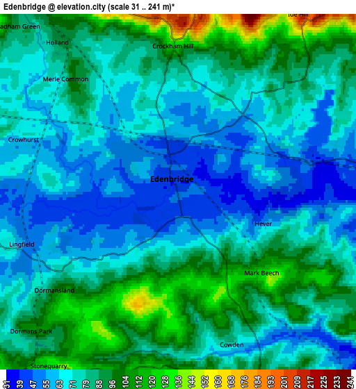 Zoom OUT 2x Edenbridge, United Kingdom elevation map