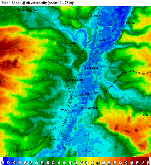 Zoom OUT 2x Eaton Socon, United Kingdom elevation map