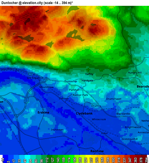 Zoom OUT 2x Duntocher, United Kingdom elevation map